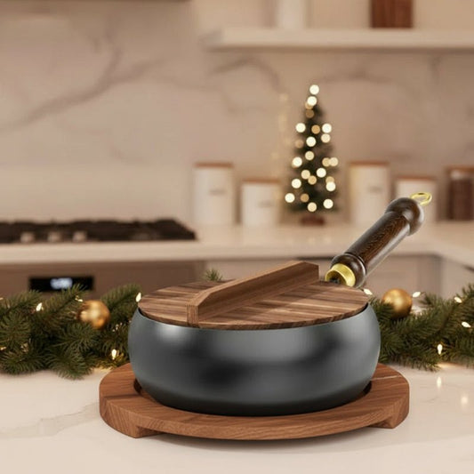 FORGIRON – Handgeschmiedete Eisenpfanne mit Holzgriff und optionalem Deckel (24/28 cm) 0