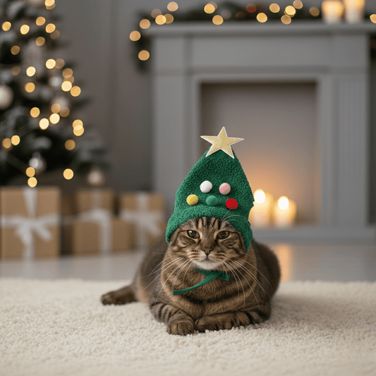 FURFEST – Weiche Weihnachtsmütze mit goldenem Rand für Hunde & Katzen 0