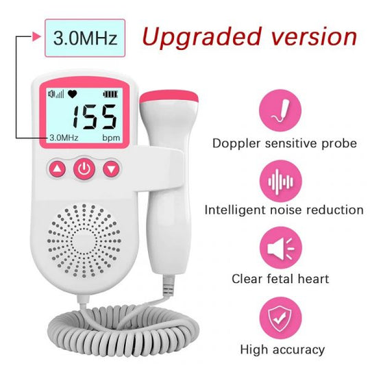 FetoPulse Doppler – Monitor portatile della frequenza cardiaca fetale con display LCD dalla 12ª settimana di gravidanza