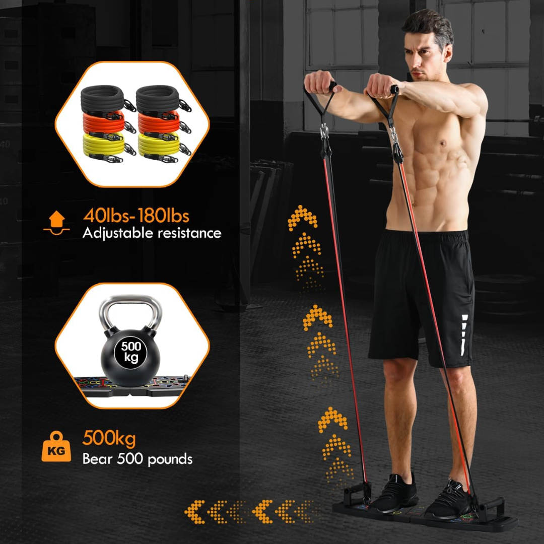Fitflex – Ensemble complet de fitness pour la maison avec bandes de résistance et rouleau abdominal