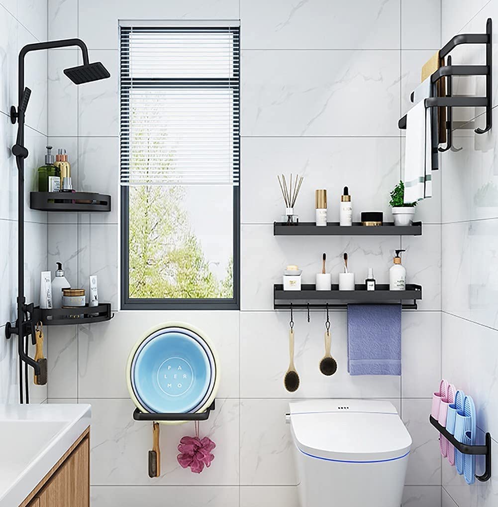 FlexRack – Wandmontiertes Badezimmerregal aus Aluminium mit 3 Querstreben