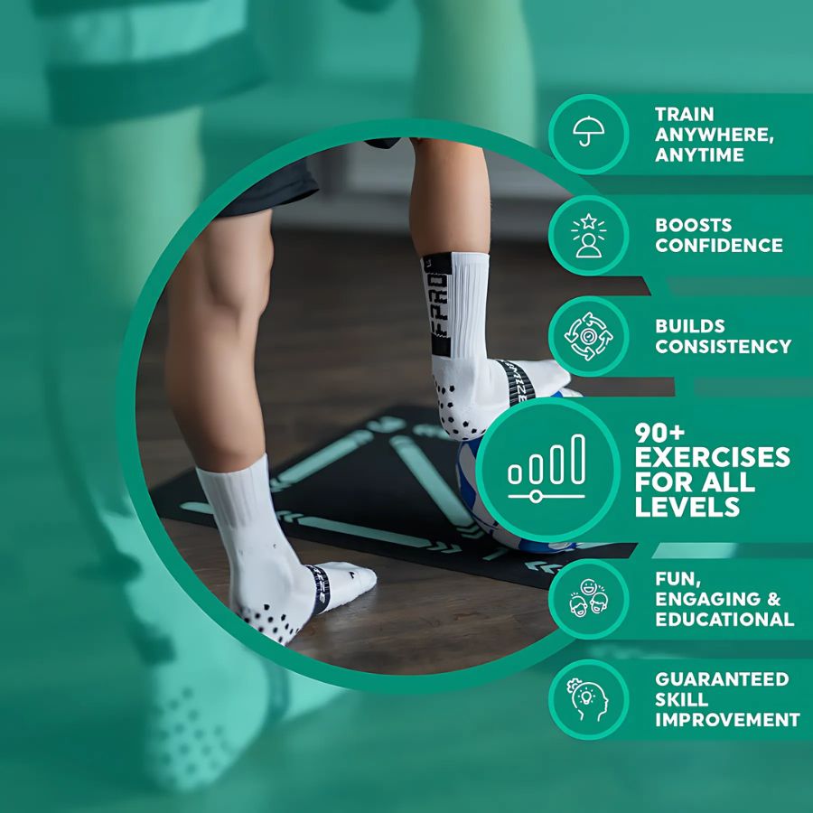 FootMaster – Tapis d'entraînement de football antidérapant pour technique et contrôle du ballon à la maison