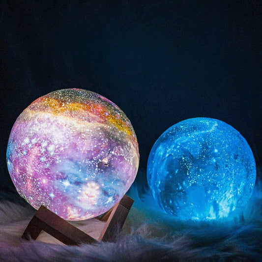 Lámpara de luna Galaxy – lámpara 3D con 16 colores y soporte de madera para iluminación ambiental
