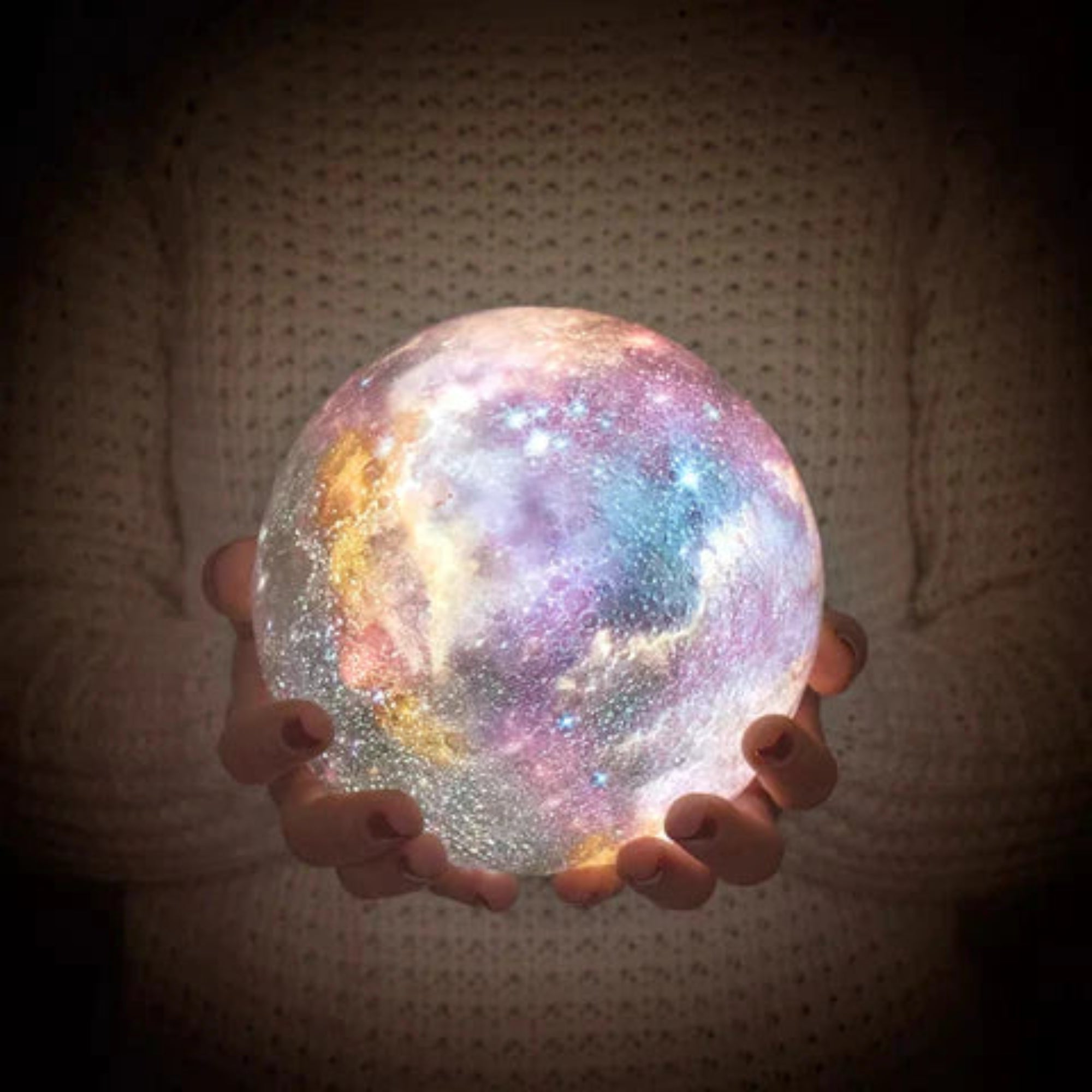 Lámpara de luna Galaxy – lámpara 3D con 16 colores y soporte de madera para iluminación ambiental