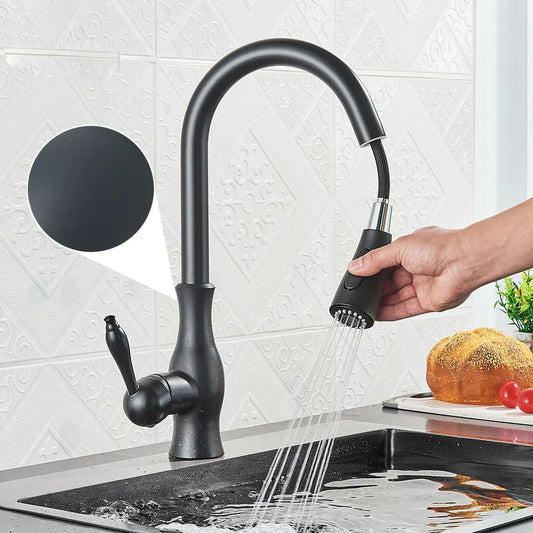 GOLDSTREAM Mezclador de Cocina – Grifo de Cocina Dorado con Ducha Extraíble y Salida de 360°