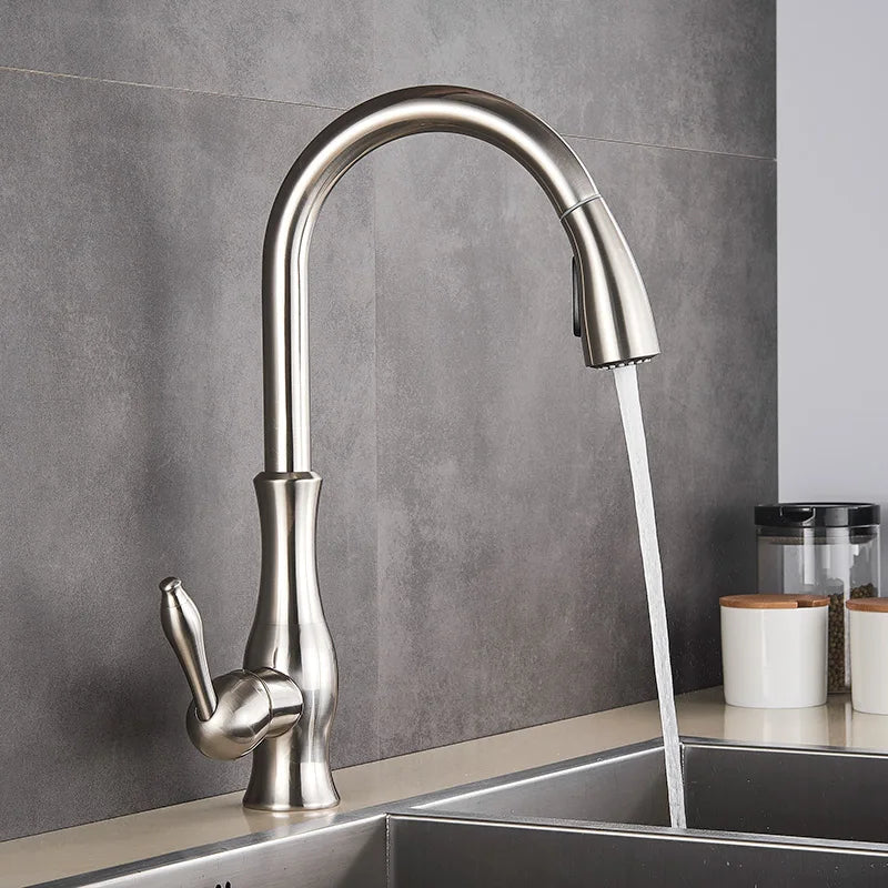 GOLDSTREAM Mitigeur de cuisine – Robinet de cuisine doré avec douchette extractible et bec pivotant à 360°