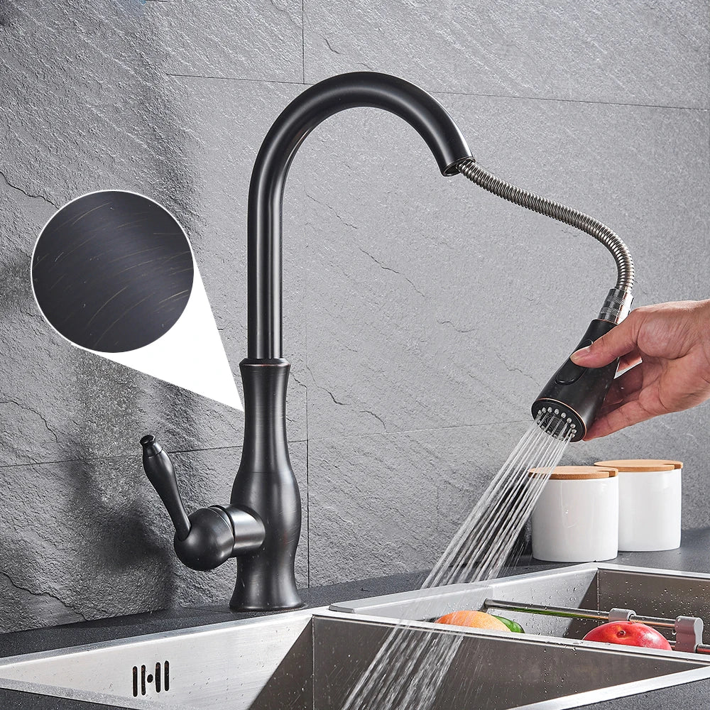 GOLDSTREAM Mitigeur de cuisine – Robinet de cuisine doré avec douchette extractible et bec pivotant à 360°