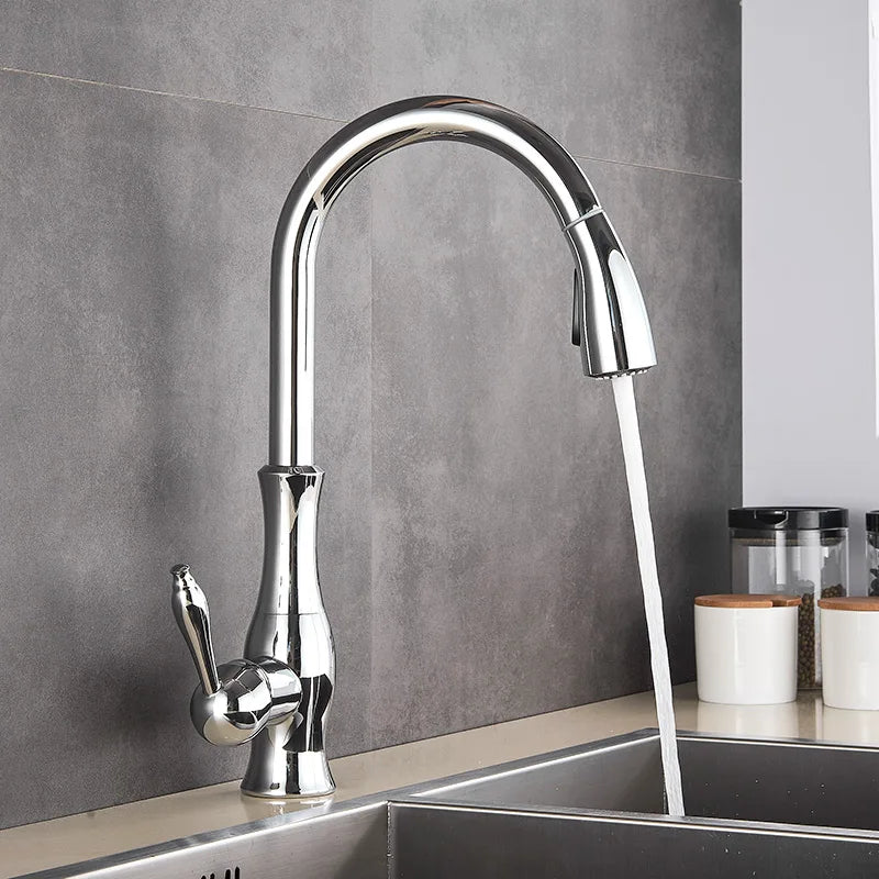 GOLDSTREAM Mitigeur de cuisine – Robinet de cuisine doré avec douchette extractible et bec pivotant à 360°