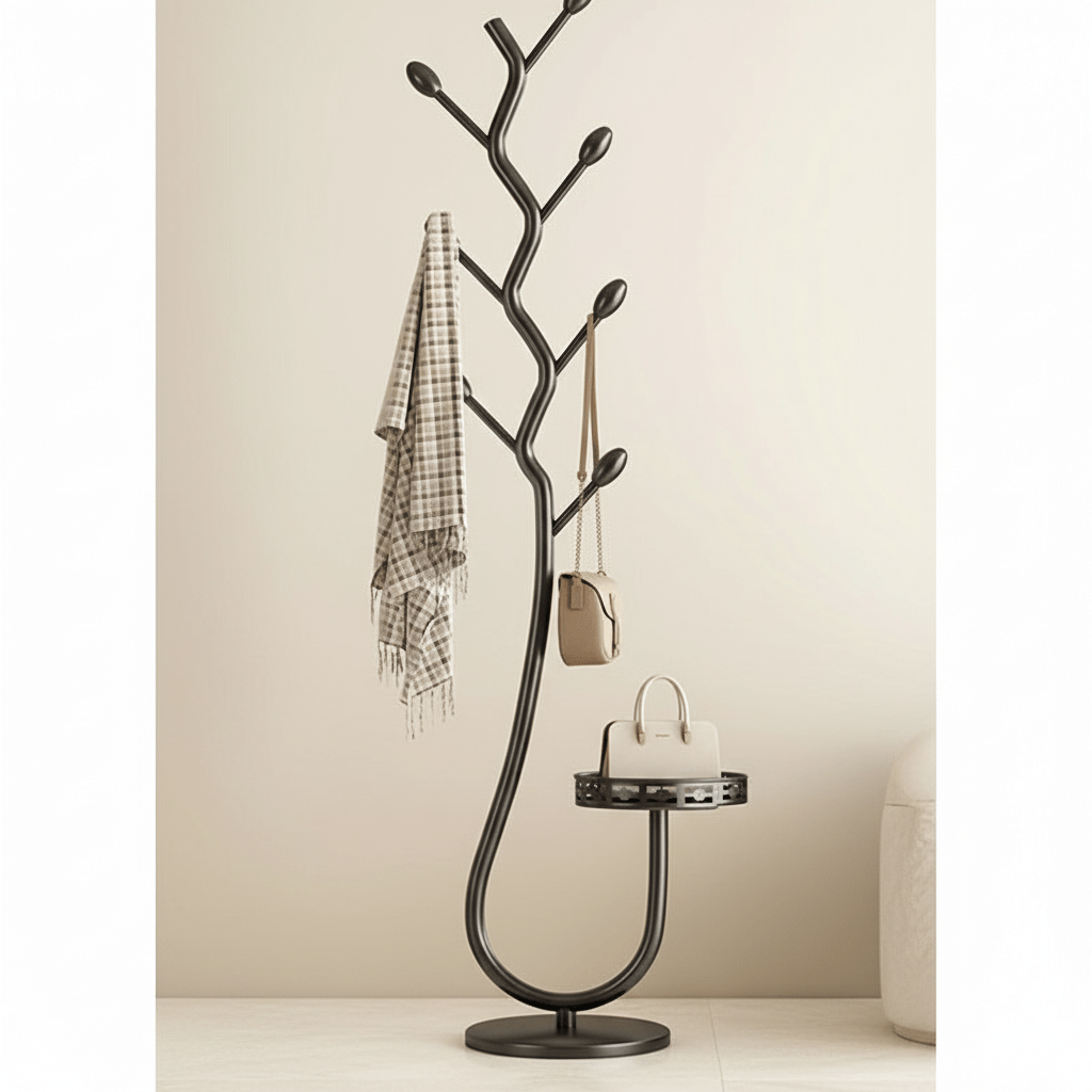 Skandora Nordic Wood Coat Stand | Sleek and functional hallway organizer with timeless Scandinavian design