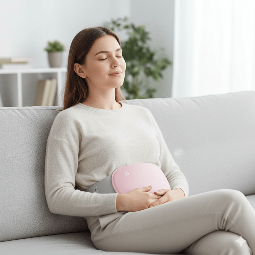 Relaxheat – Riscaldatore elettrico per addome con funzione di calore e vibrazione per il sollievo dal dolore