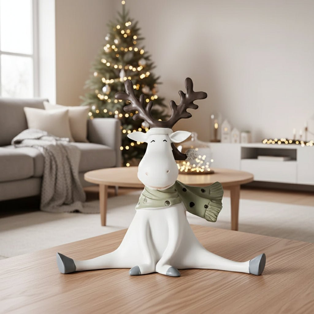 Gemütliches Tier – Handgefertigte, 14 cm große, festliche Rentierfigur zur Dekoration 2