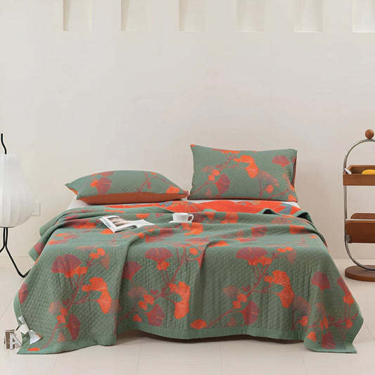 GinkgoQuilt – Set di biancheria da letto in cotone con design botanico