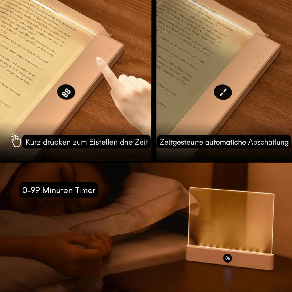 GlowEase - LED Leselampe Mit Dimmbarem Panel und Intelligenten Timer 2