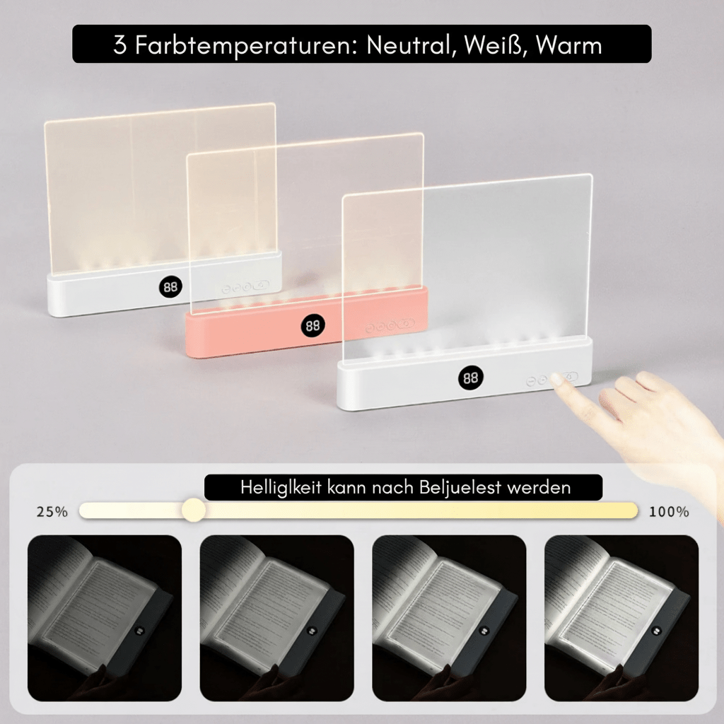 GlowEase - LED Leselampe Mit Dimmbarem Panel und Intelligenten Timer 3