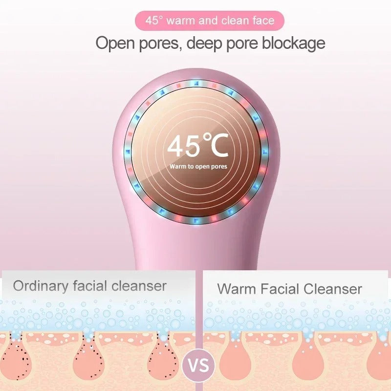 Glühesce – Brosse visage 3-en-1 avec LED, fonction chaleur et nettoyage par ultrasons