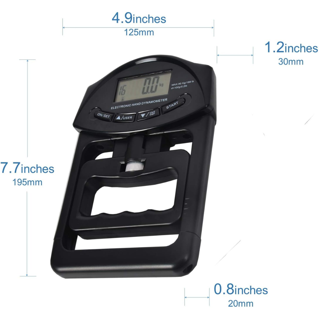 Gripmaster Digital – Dispositivo manual preciso para medir la fuerza de agarre hasta 120 kg