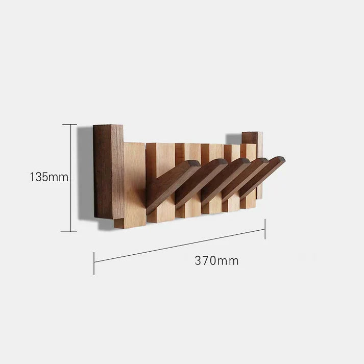 HARMONYCOAT Estante de pared – Perchero de pared de madera maciza con diseño de piano y 5 ganchos abatibles