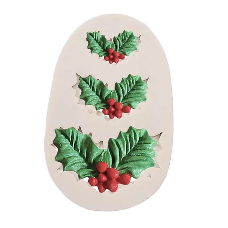 HOLLYBELLS – Weihnachtliche Silikonform mit Stechpalmenblättern und Glöckchen für Fondant und Schokolade 3