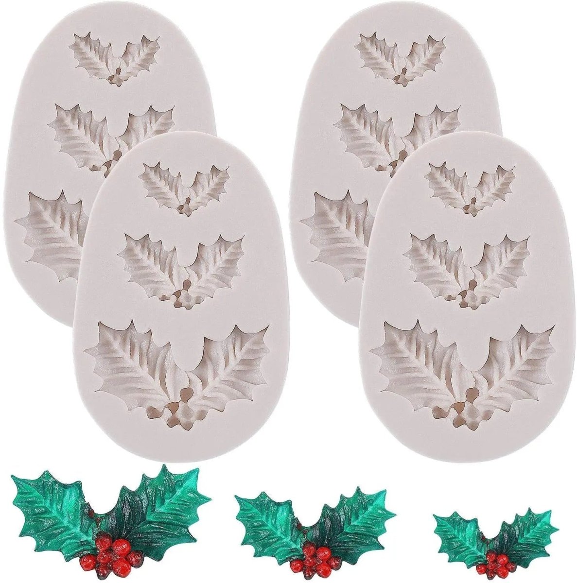 HOLLYBELLS – Weihnachtliche Silikonform mit Stechpalmenblättern und Glöckchen für Fondant und Schokolade 8