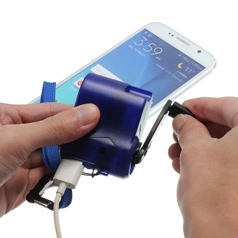 SurvivalCharge – Cargador de emergencia USB portátil con manivela para aventuras al aire libre
