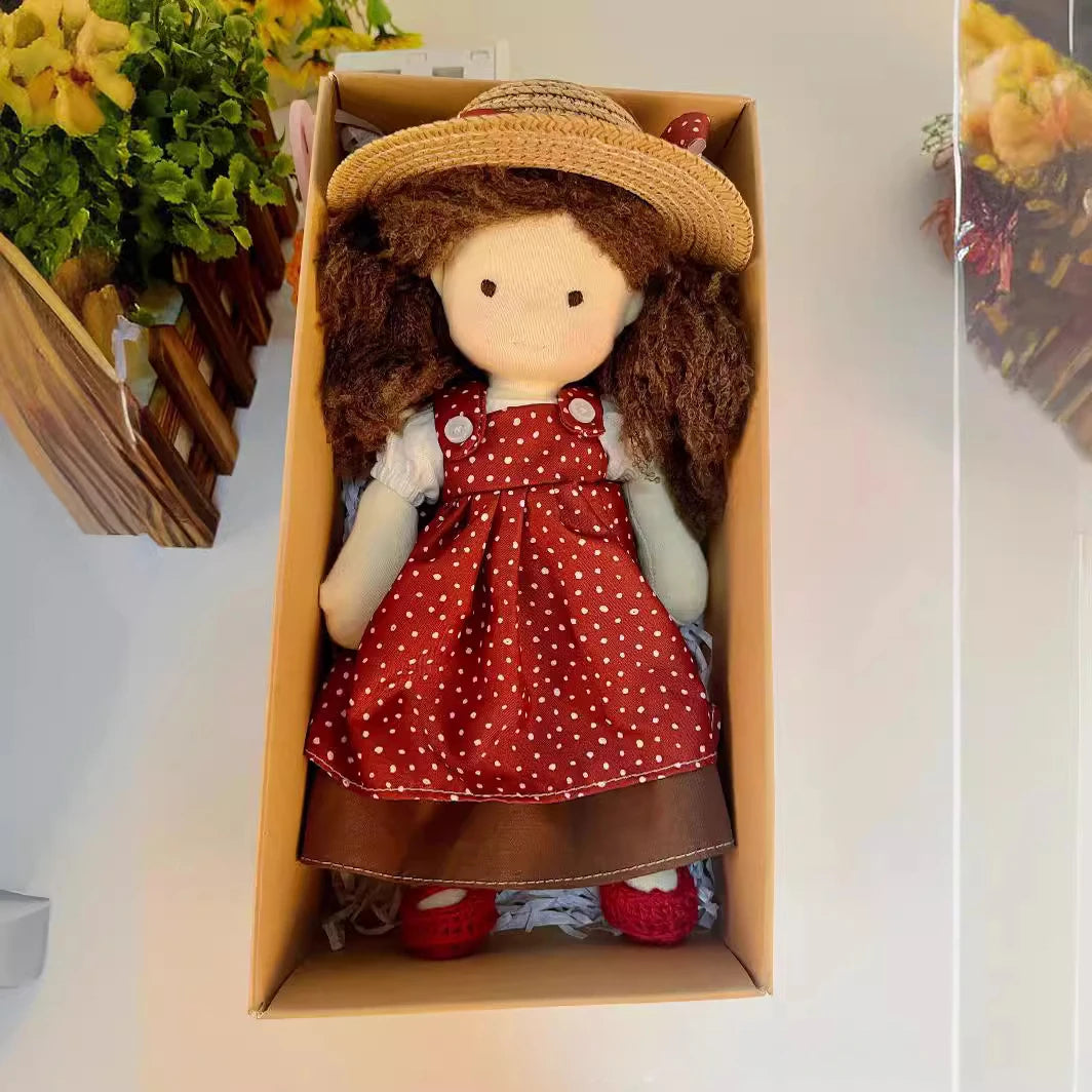 Veluvia Handgefertigte Waldorfpuppe | Weiche Baumwoll-Plüschpuppe für tröstliches Spielen und emotionale Entwicklung