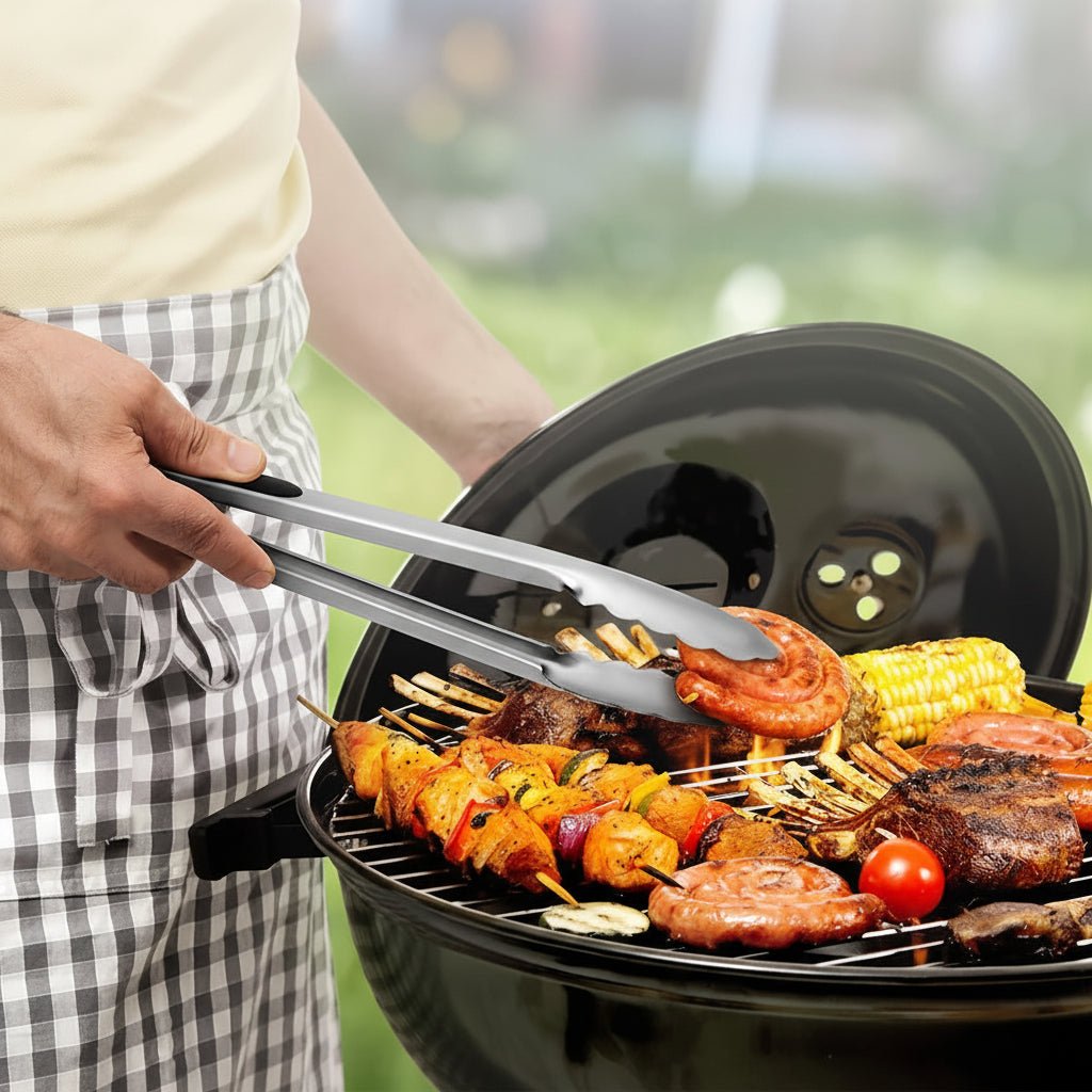 Hochwertige Edelstahl Grillzange mit Ergonomischem Silikongriff - 22,86 cm & 30,48 cm 2