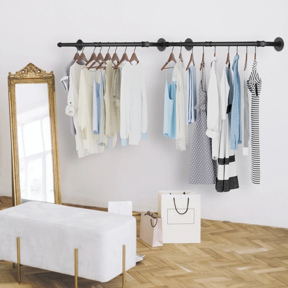 IRONHANG – Industrielle Wandkleiderstange aus Rohr 1