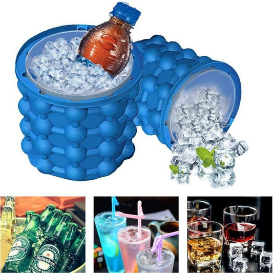 Fabricador de cubitos de hielo – Contenedor 2 en 1 para cubitos de hielo y enfriador de bebidas para pequeños congeladores
