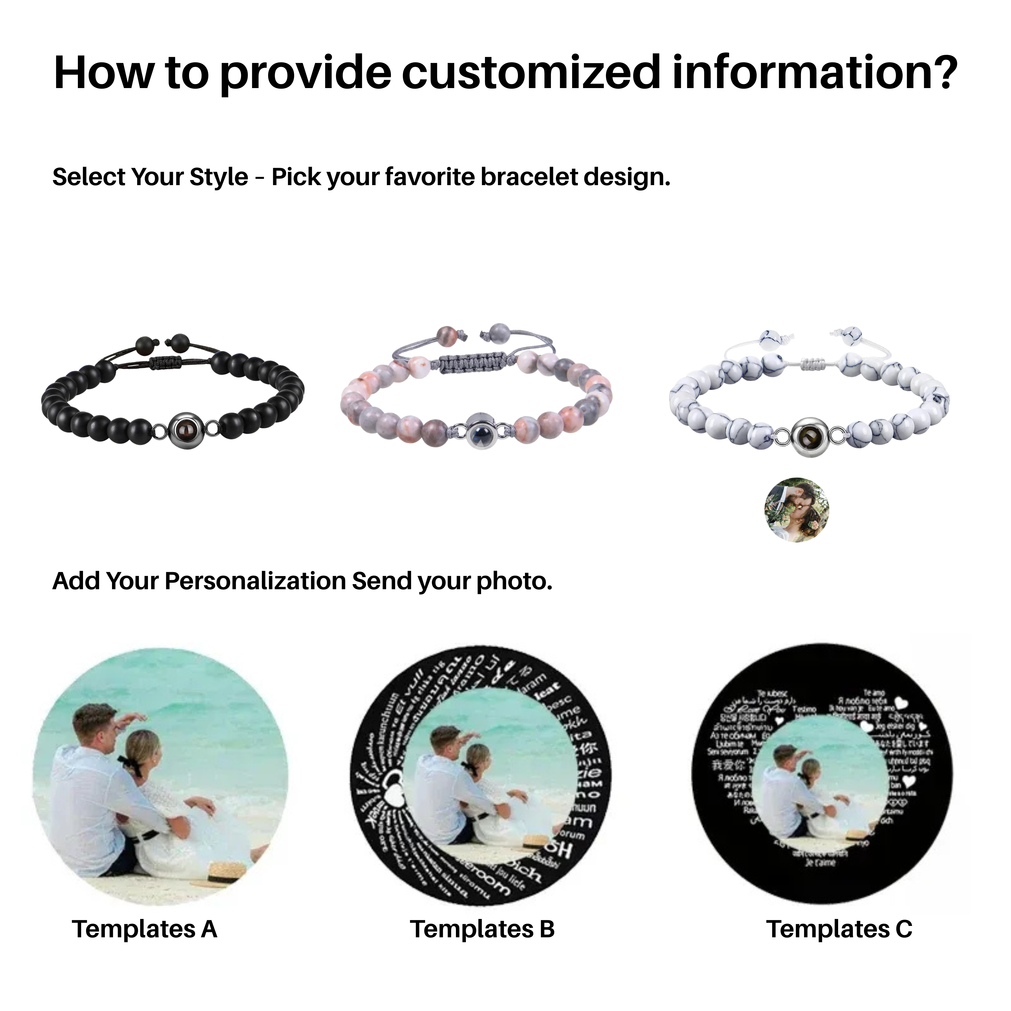 AMORIAL – Projektionsarmband mit Infinity-Herz und personalisiertem Foto