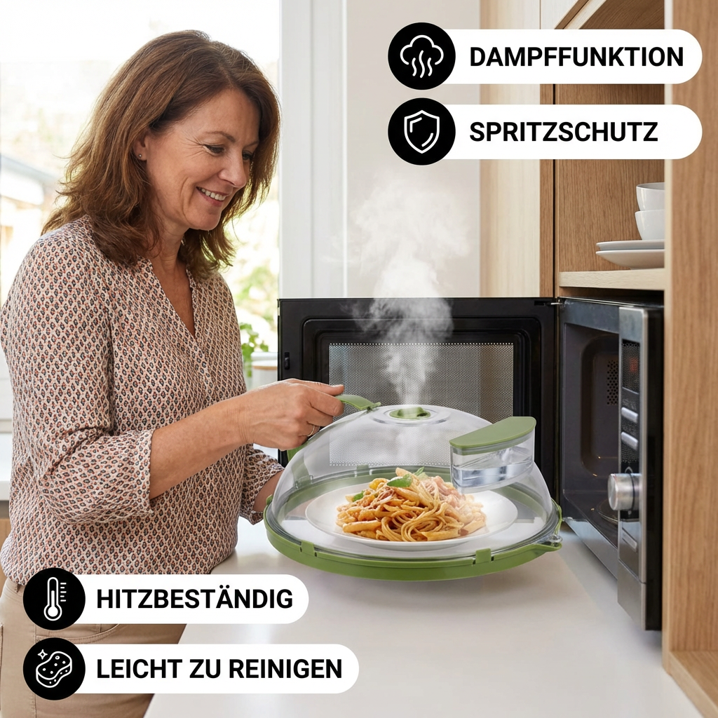 Mikrowellen Spritzschutzabdeckung – Hitzebeständig, Transparent und mit Dampffunktion