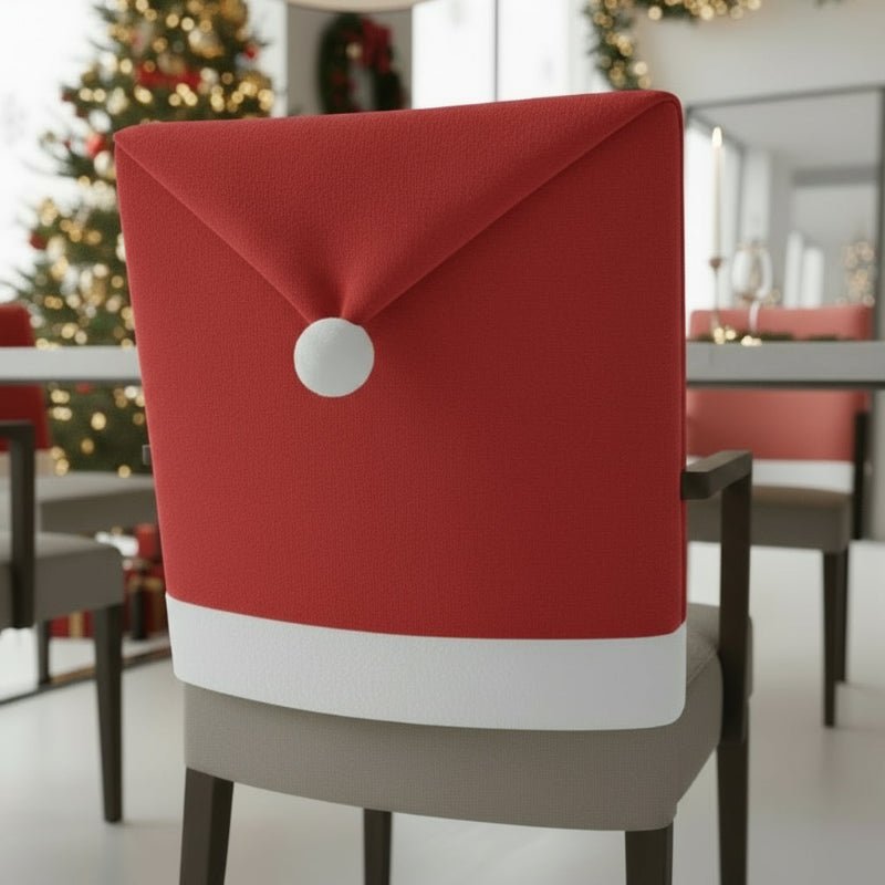 JOLLYCHAIR – Stuhlhussen mit Weihnachtsmannmütze (2er-Pack) für festliche Esszimmerdekoration 3