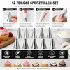 12-teiliges Spritztüllen-Set – Präzise Dekoration für Torten, Cupcakes & Macarons