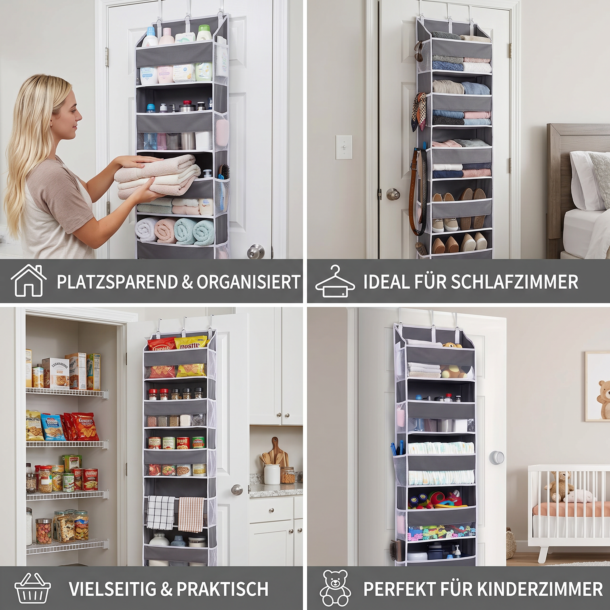 Zusammenklappbarer Aufbewahrungsorganizer zum Aufhängen an der Tür