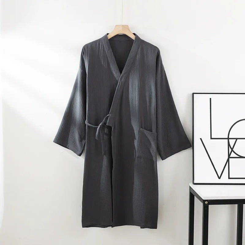 ZenWeave Baumwoll Kimono | 100 % Atmungsaktiver Bademantel | Unisex Lounge Robe | Leicht & Elegant für Home Spa & Entspannung