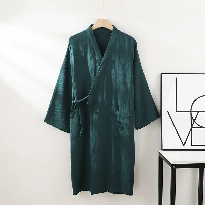 ZenWeave Baumwoll Kimono | 100 % Atmungsaktiver Bademantel | Unisex Lounge Robe | Leicht & Elegant für Home Spa & Entspannung