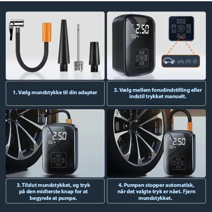 AirSwift Pro – Kompakte elektrische Luftpumpe für Reifen, Bälle & Matratzen
