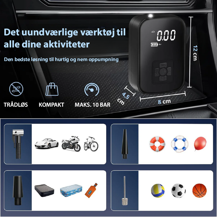 AirSwift Pro – Kompakte elektrische Luftpumpe für Reifen, Bälle & Matratzen