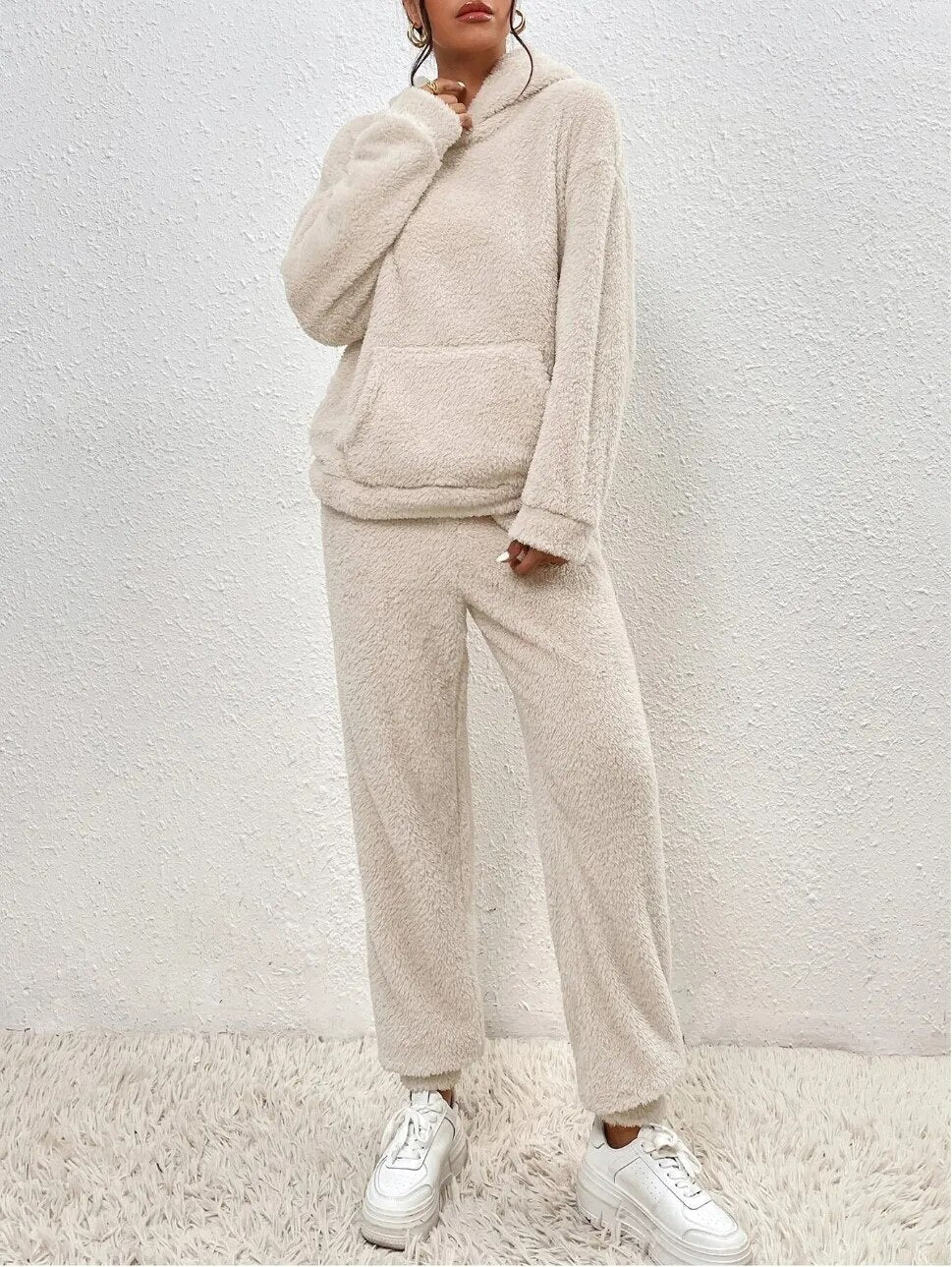 CONJUNTO LANA TEDDY – Conjunto para mujer – Comodidad acogedora para los días fríos de invierno
