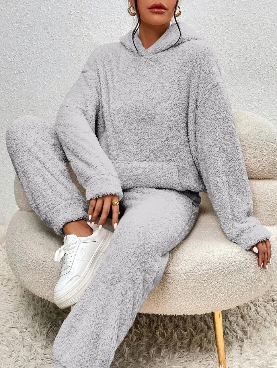 CONJUNTO LANA TEDDY – Conjunto para mujer – Comodidad acogedora para los días fríos de invierno