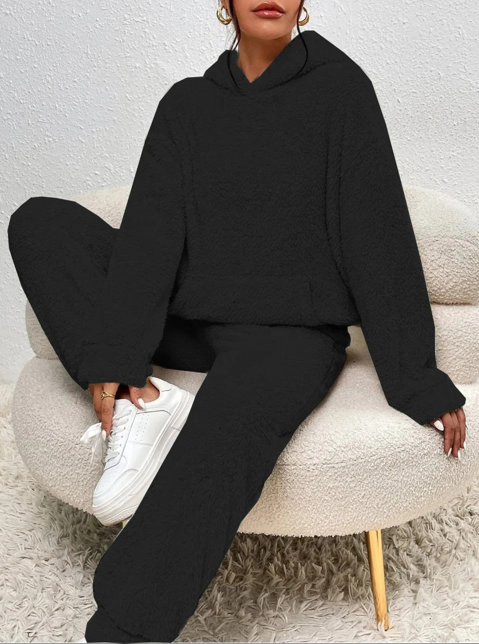 CONJUNTO LANA TEDDY – Conjunto para mujer – Comodidad acogedora para los días fríos de invierno