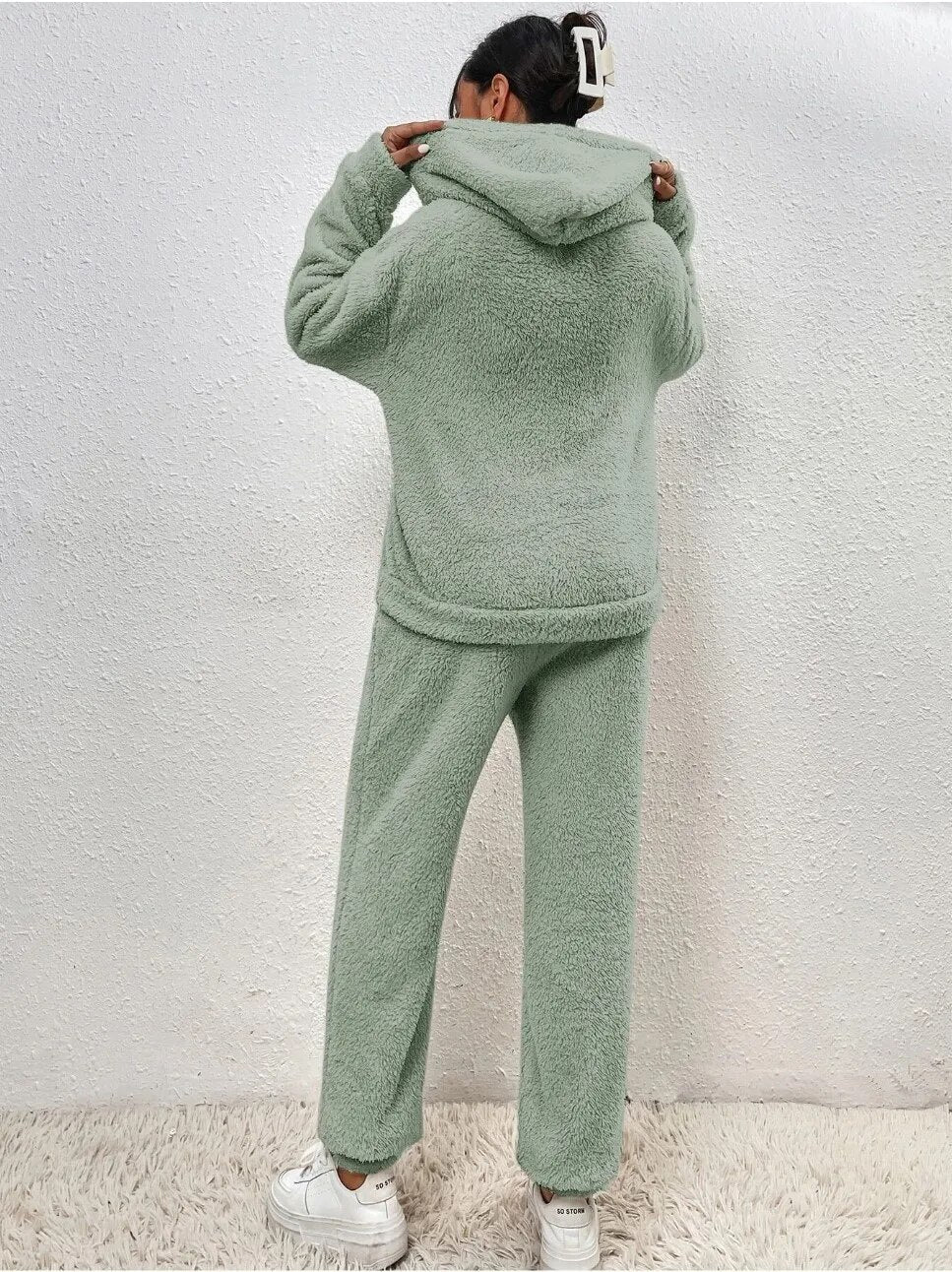 CONJUNTO LANA TEDDY – Conjunto para mujer – Comodidad acogedora para los días fríos de invierno