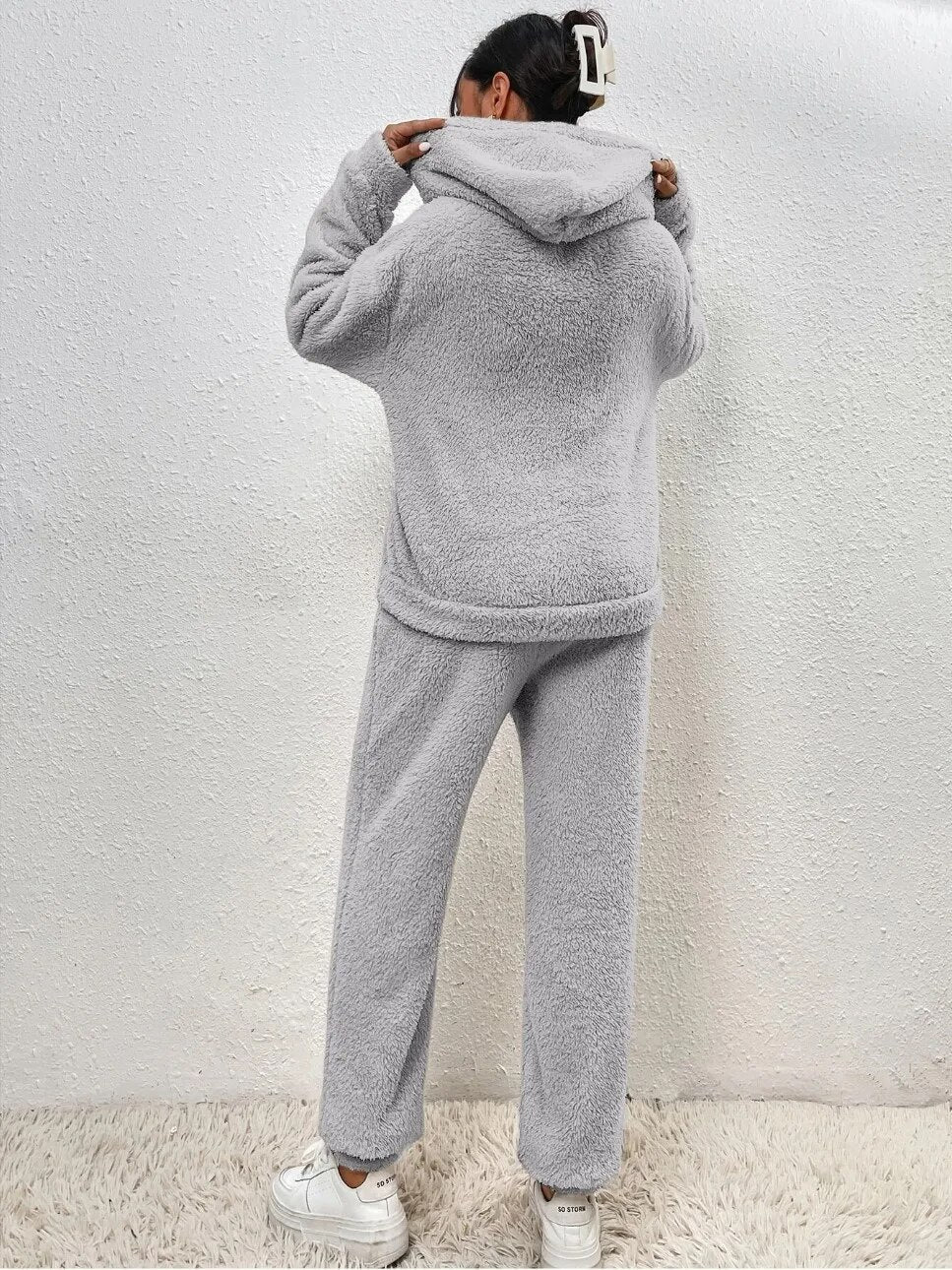 CONJUNTO LANA TEDDY – Conjunto para mujer – Comodidad acogedora para los días fríos de invierno