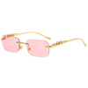 LEOVUE – Gafas de sol sin montura con cabeza de leopardo y protección UV400