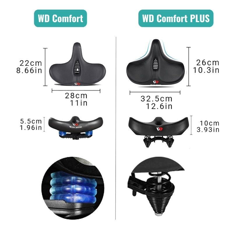 LIDASE Sillín de bicicleta – Sillín ergonómico con espuma viscoelástica y superficie de asiento extra ancha