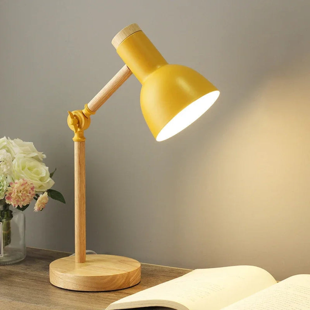 LAMPE DE BUREAU LUMOWOOD – Lampe de table scandinave en bois avec LED et bras réglable