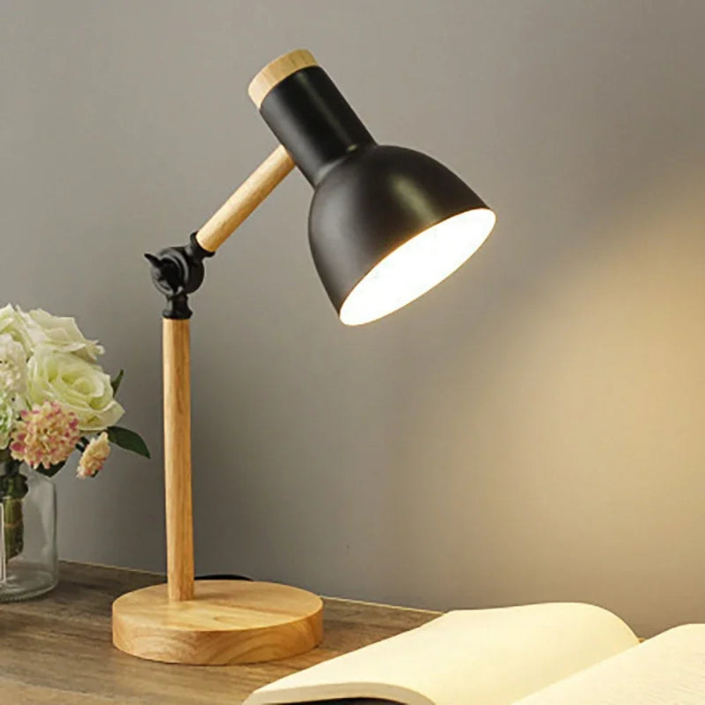 LAMPE DE BUREAU LUMOWOOD – Lampe de table scandinave en bois avec LED et bras réglable