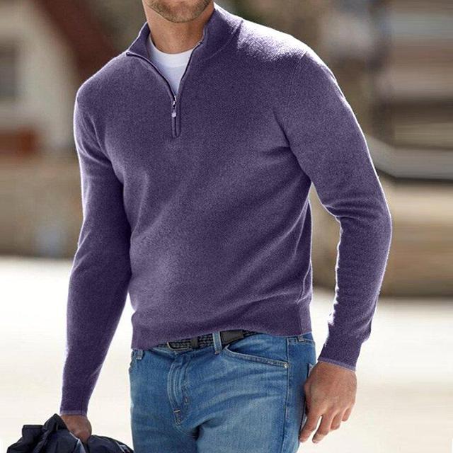 Merino Zip V-Neck Pullover – Herrenpullover aus Merinowolle mit Reißverschluss