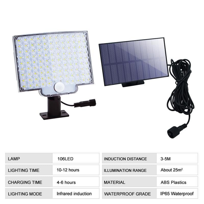 Solaréon Lámpara de seguridad exterior | Lámpara solar de pared impermeable con sensor de movimiento