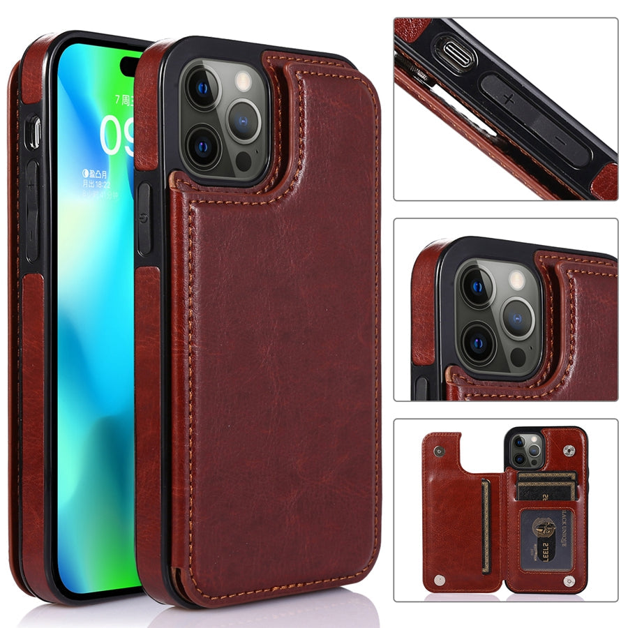 PORTAFOGLIO IN PELLE – Elegante custodia per smartphone con scomparti per carte
