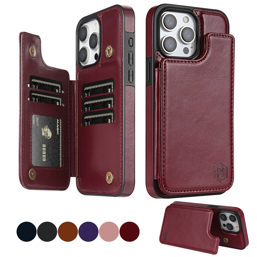 PORTAFOGLIO IN PELLE – Elegante custodia per smartphone con scomparti per carte